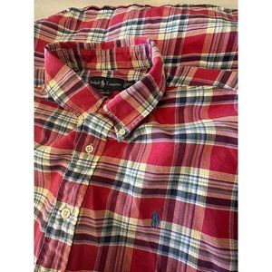 Ralph Lauren Mens 2XL XXL Long Sleeve Button Shirt Multi Color Plaid All Cotton